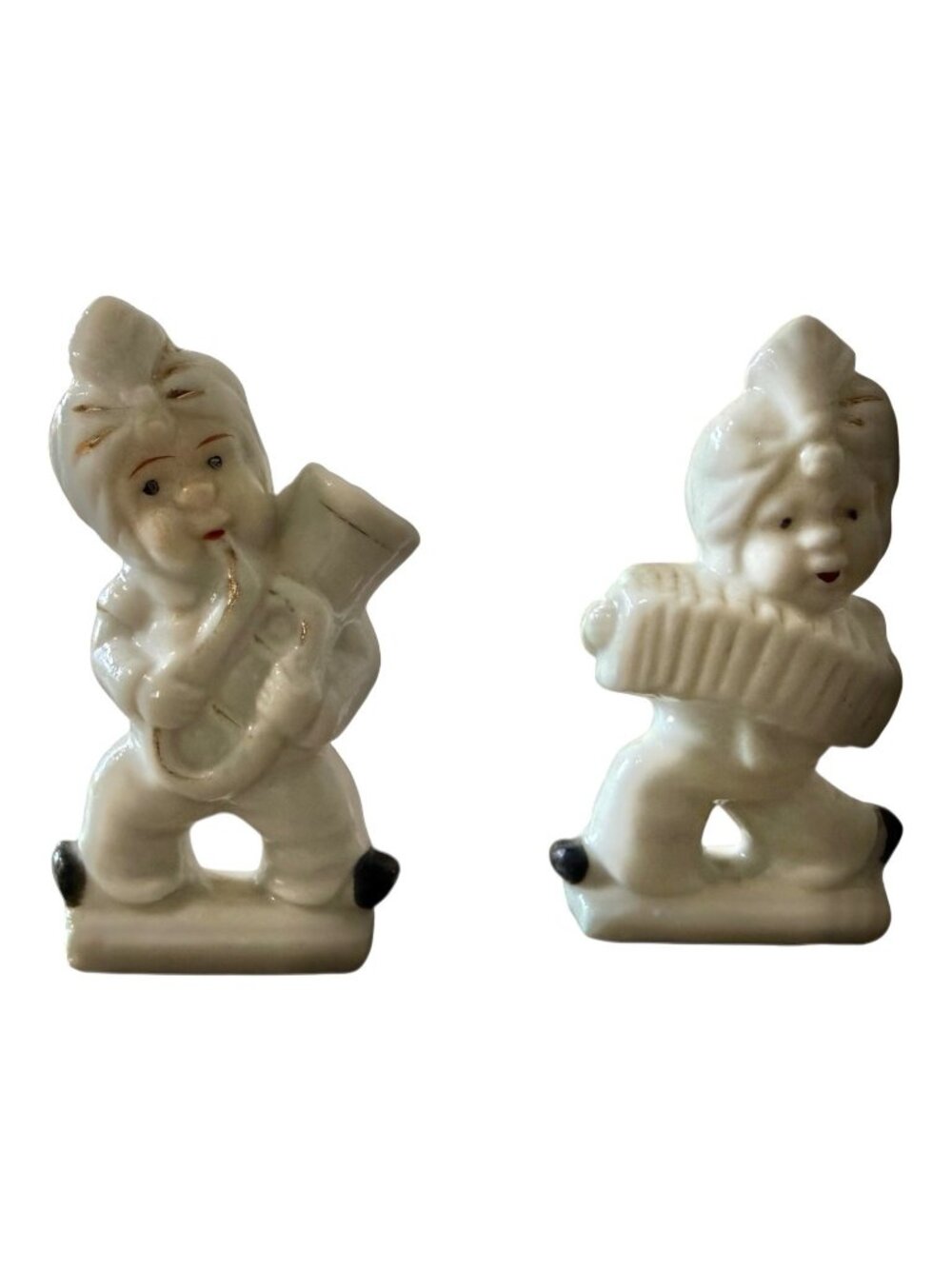 Vintage Japan Boy Girl Musician Figurines Accordion Horn Hand Painted Pair 2.75